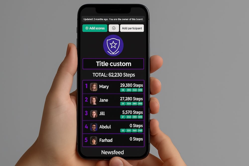 Feature screenshot: 2 online leaderboards being shown on 2 phones