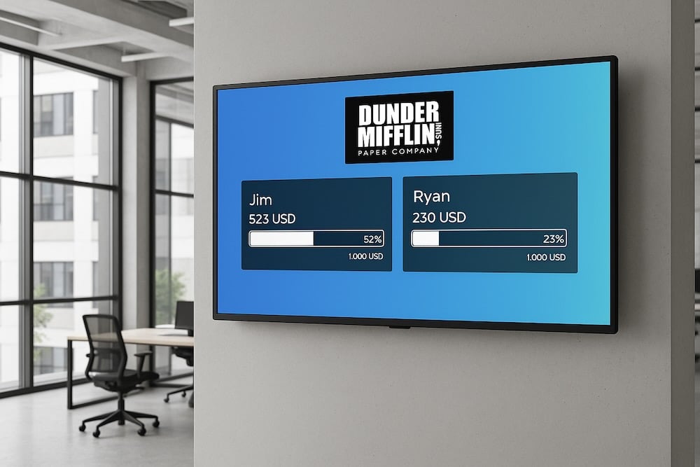 Feature screenshot: A goal thermometer showing progress towards a sales target